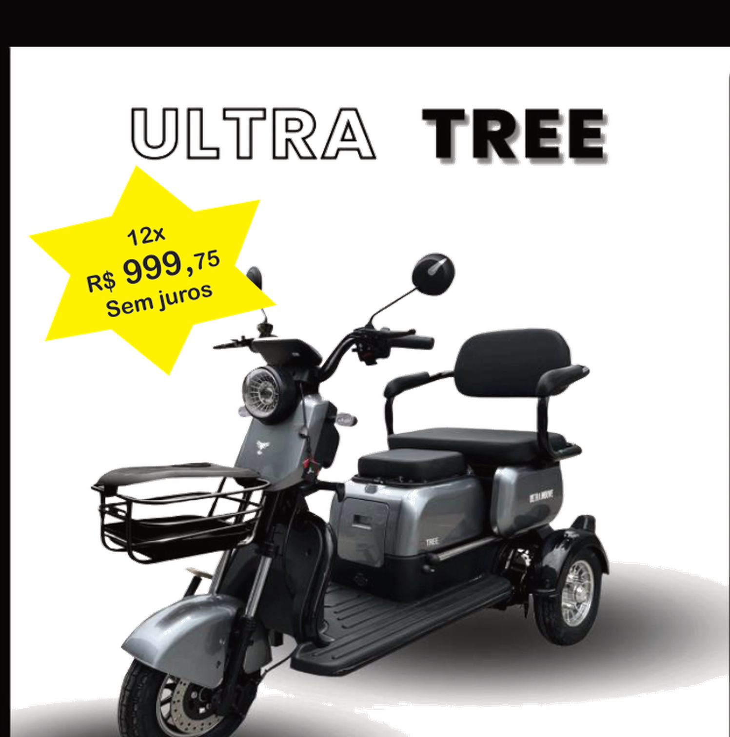 Letsbora Ultra Tree — Triciclo para 3 lugares, ideal para a família.